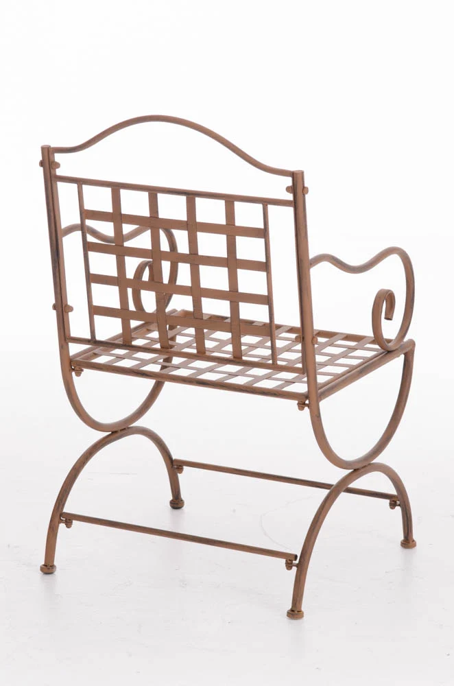 Chaise de jardin terrasse balcon en métal marron vieilli 10_0003009