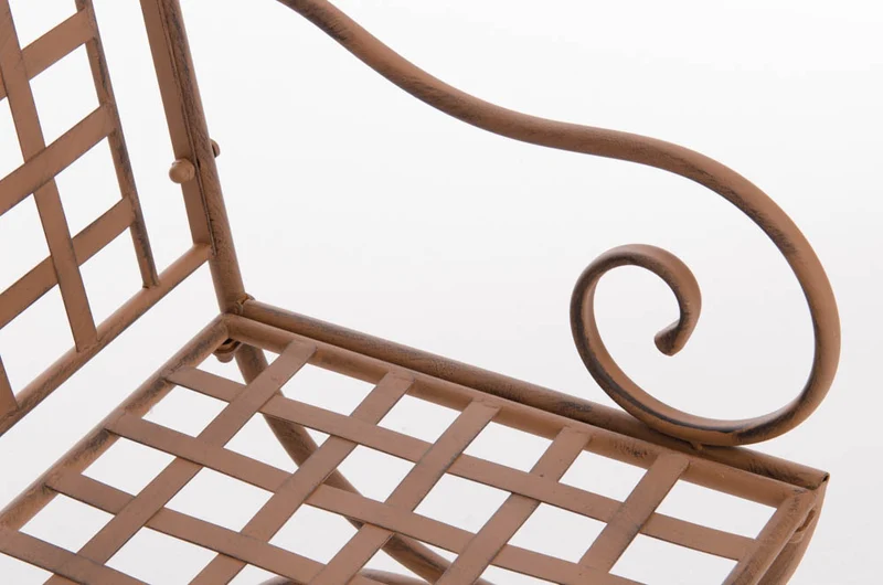 Chaise de jardin terrasse balcon en métal marron vieilli 10_0003009
