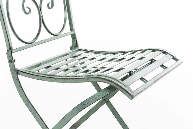 Chaise de jardin balcon terrasse design rustique pliable en métal vert vieilli 10_0003035