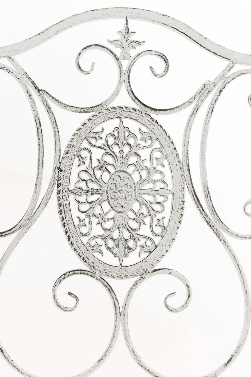 Chaise de jardin balcon terrasse design rustique pliable en métal blanc vieilli 10_0003033