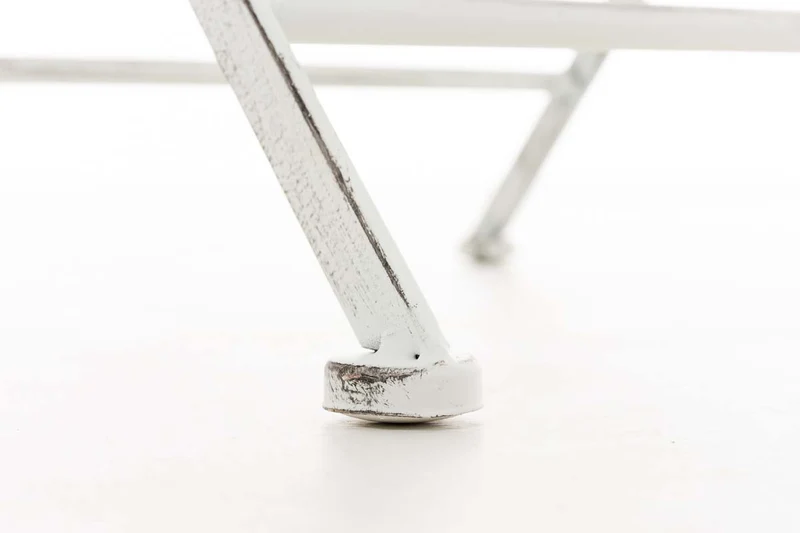 Chaise de jardin balcon terrasse design rustique pliable en métal blanc vieilli 10_0003033