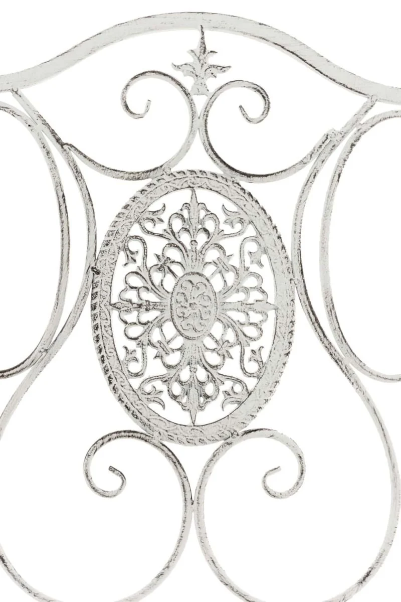 Lot de 2 chaises de jardin balcon terrasse design rustique pliable en métal blanc vieilli 10_0002873