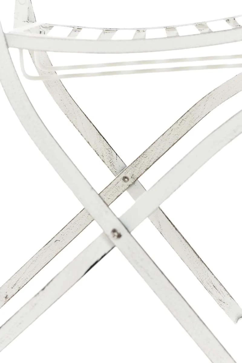 Lot de 2 chaises de jardin balcon terrasse design rustique pliable en métal blanc vieilli 10_0002873