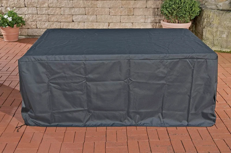 Housse de protection pour mobilier de jardin 222x165x65 cm en plastique hydrofuge noir 10_0002897