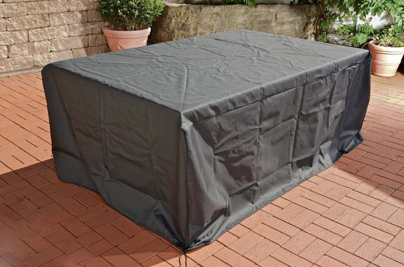 Housse de protection pour mobilier de jardin 218x158x65 cm en plastique hydrofuge noir 10_0002891