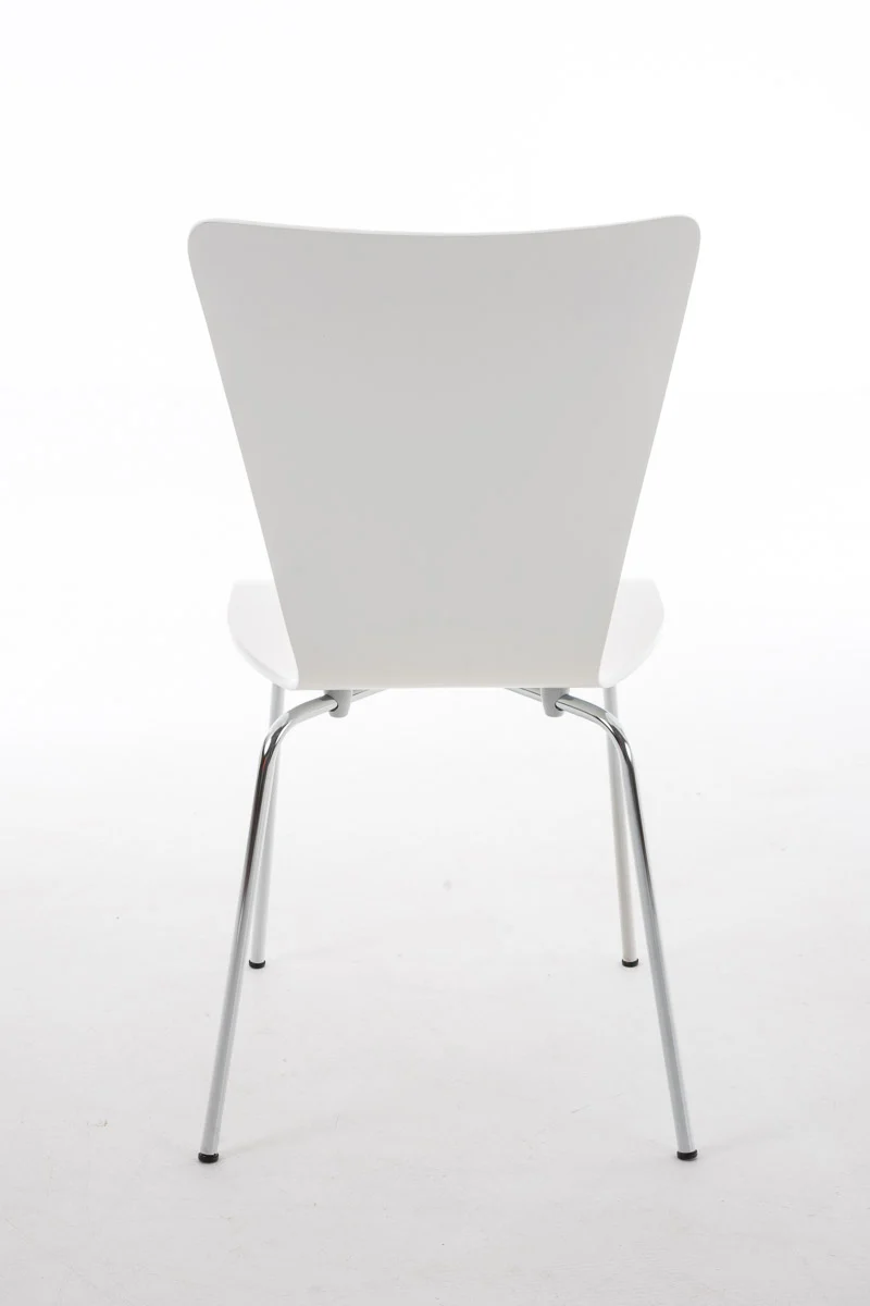 Lot de 4 chaises de cuisine salle à manger empilable en bois blanc et structure stable à quatre pieds en métal 10_0003166