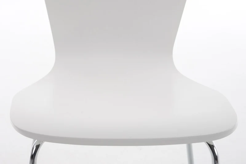 Lot de 2 chaises de cuisine salle à manger empilable en bois blanc et structure stable à quatre pieds en métal 10_0003076