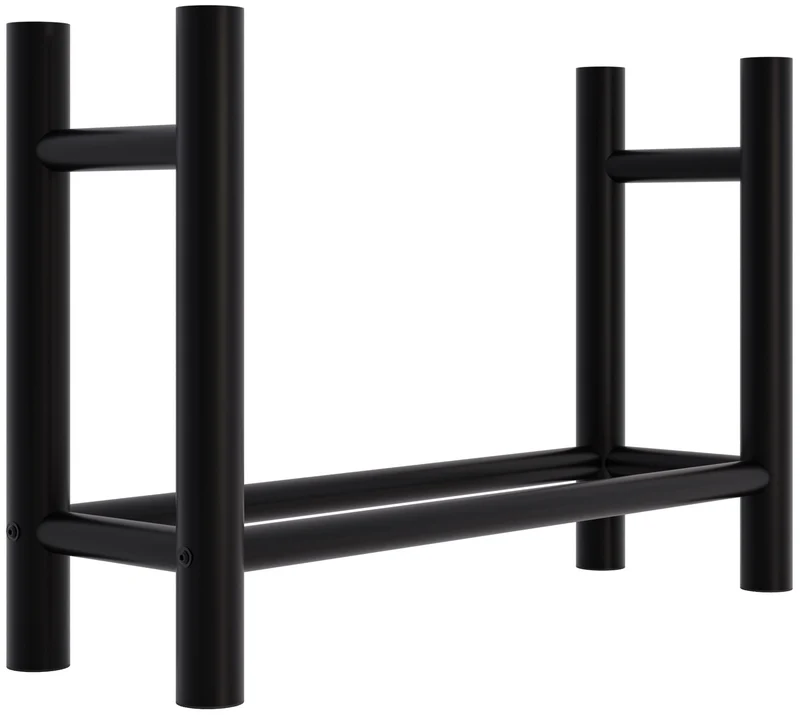 Range-bûches support bois de cheminée pour intérieur pieds ronds 80x60 cm en métal noir 10_0003571