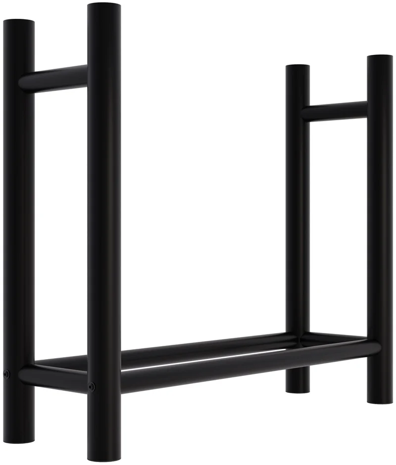 Range-bûches support bois de cheminée pour intérieur pieds ronds 80x80 cm en métal noir 10_0003572