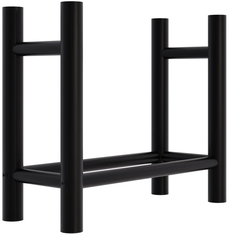 Range-bûches support bois de cheminée pour intérieur pieds ronds 80x60 cm en métal noir 10_0003570