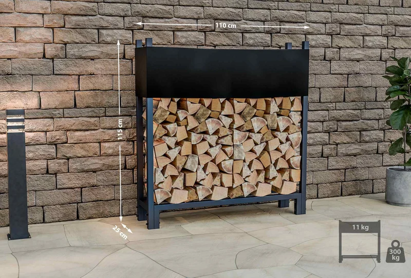 Support à bûches avec bâche de protection 115x110 cm tube en acier anthracite 10_0003516