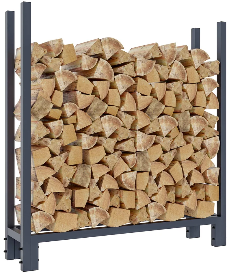 Support à bûches avec bâche de protection 115x110 cm tube en acier anthracite 10_0003516