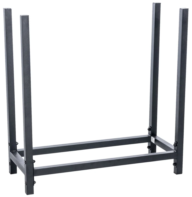 Petit range-bûches étagère support bois de cheminée 62x60 cm en métal noir mat 10_0003534