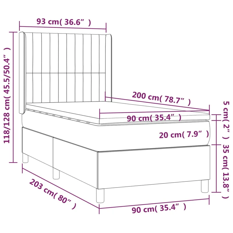 Cadre de lit LED avec sommier tête de lit matelas 90x200cm tissu gris clair TDL0209451