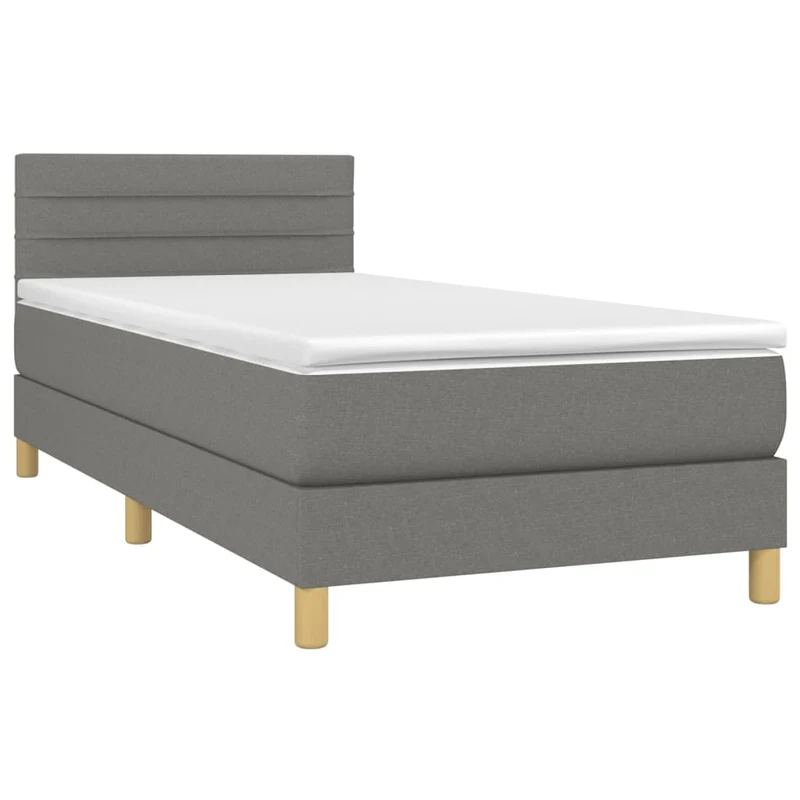 Cadre de lit LED avec sommier tête de lit matelas 80x200cm tissu gris foncé TDL0209434