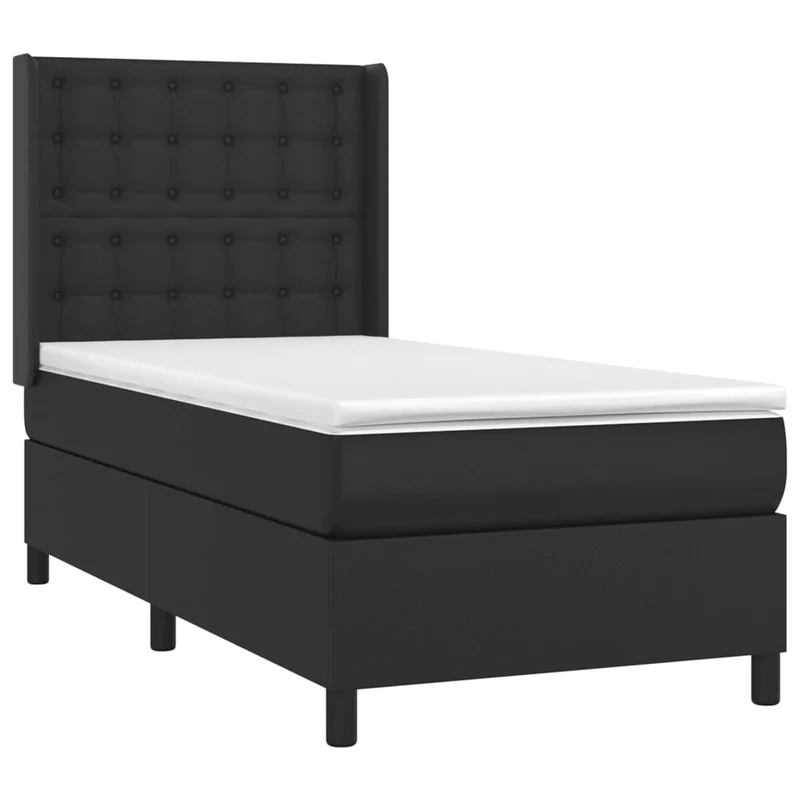 Cadre de lit LED avec sommier tête de lit matelas 100x200cm synthétique noir TDL0209308