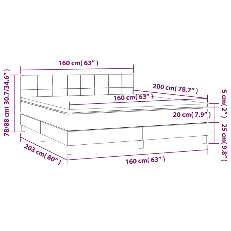 Cadre de lit LED avec sommier tête de lit matelas 160x200 cm tissu noir TDL0209184