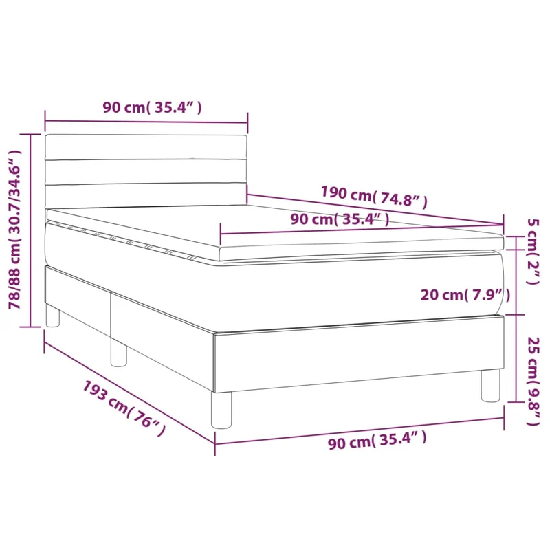 Cadre de lit LED avec sommier tête de lit matelas 90x190 cm tissu noir TDL0209068