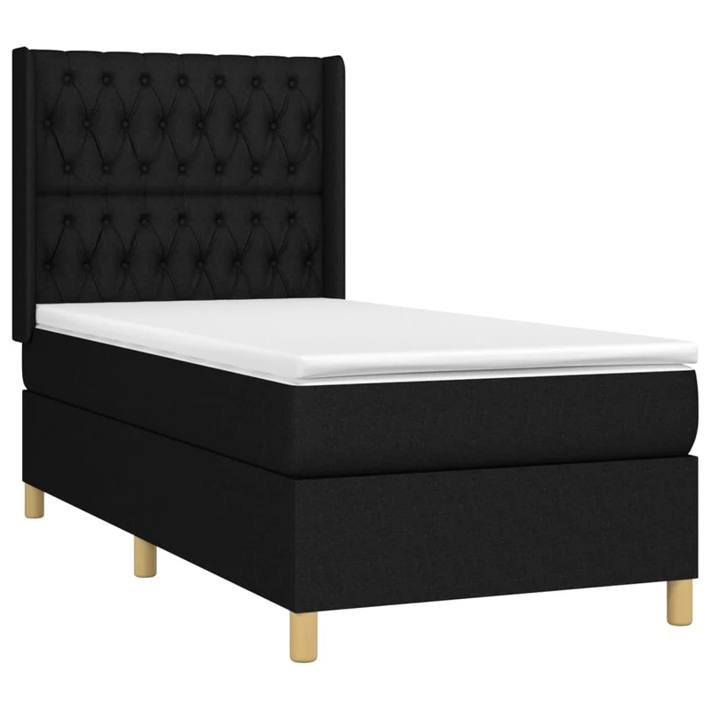 Cadre de lit LED avec sommier tête de lit matelas 90x190 cm tissu noir TDL0209064