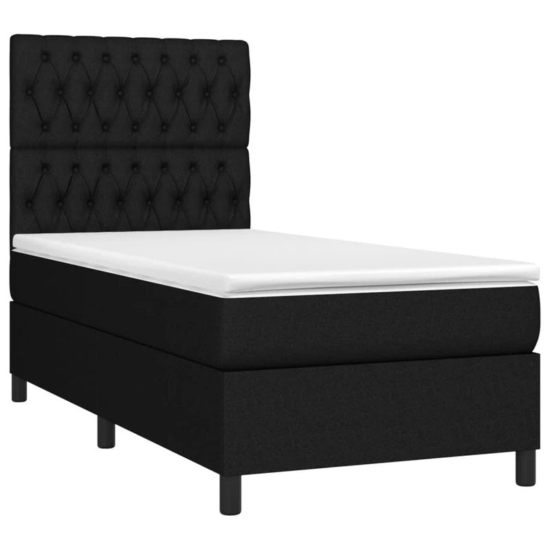 Cadre de lit LED avec sommier tête de lit matelas 90x200 cm tissu noir TDL0209024