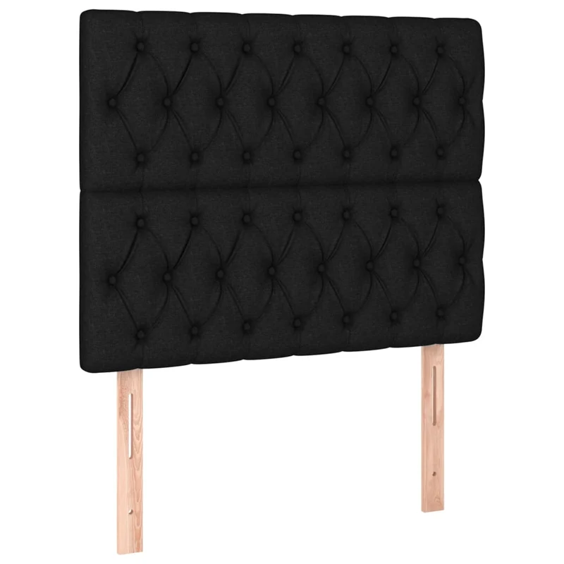 Cadre de lit LED avec sommier tête de lit matelas 90x200 cm tissu noir TDL0209024