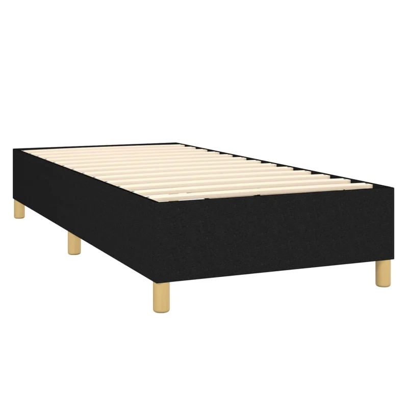 Cadre de lit LED avec sommier tête de lit matelas 90x200 cm tissu noir TDL0209015