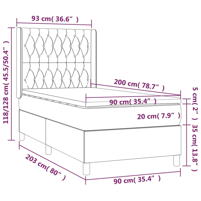 Cadre de lit LED avec sommier tête de lit matelas 90x200cm tissu gris clair TDL0209454