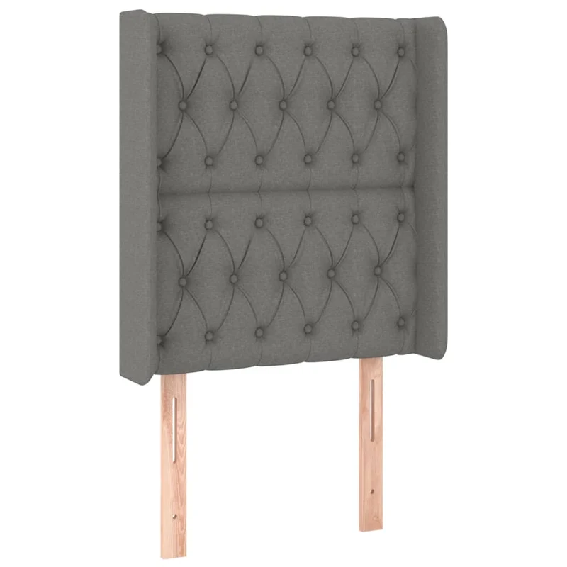 Cadre de lit LED avec sommier tête de lit matelas 80x200cm tissu gris foncé TDL0209426