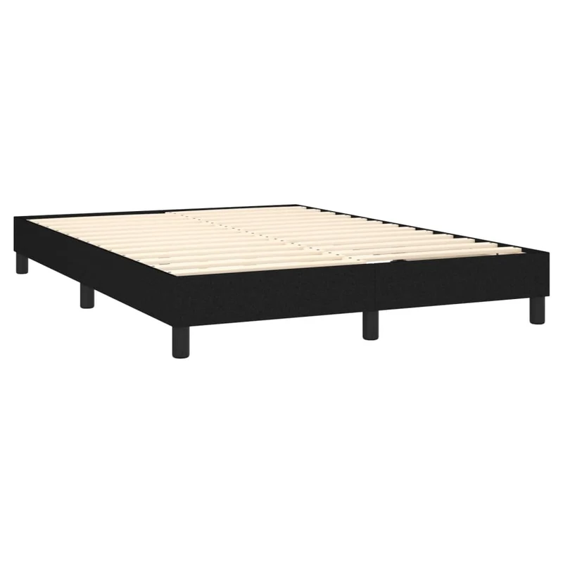 Cadre de lit LED avec sommier tête de lit matelas 140x190 cm tissu noir TDL0209253