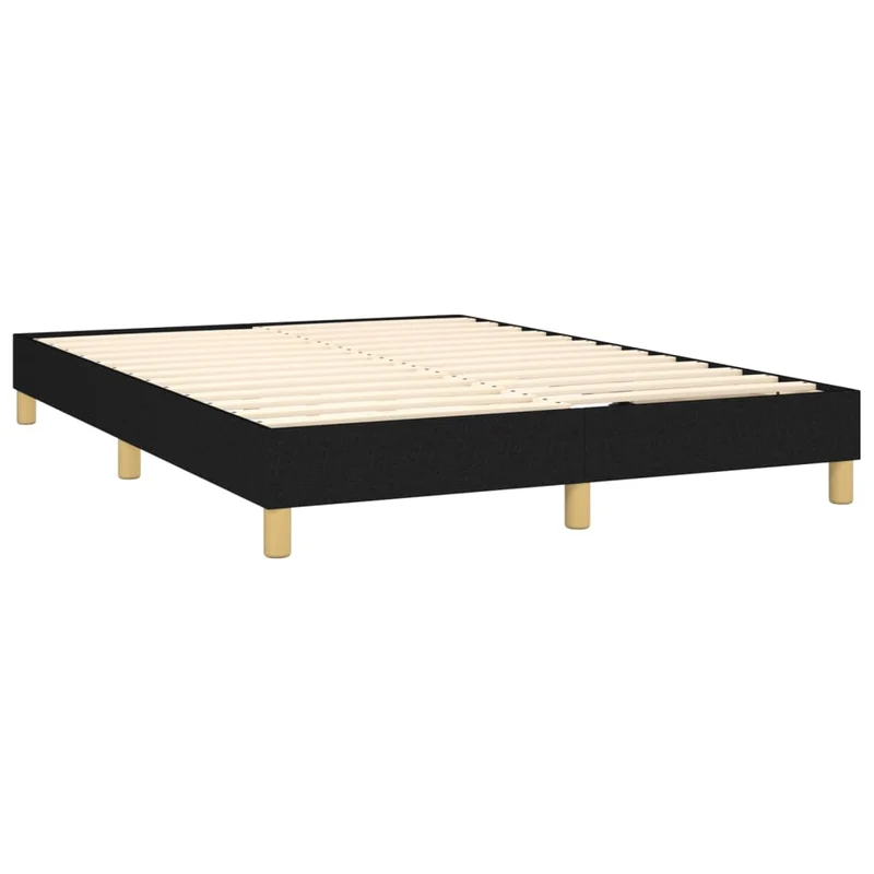 Cadre de lit LED avec sommier tête de lit matelas 140x200 cm tissu noir TDL0209214