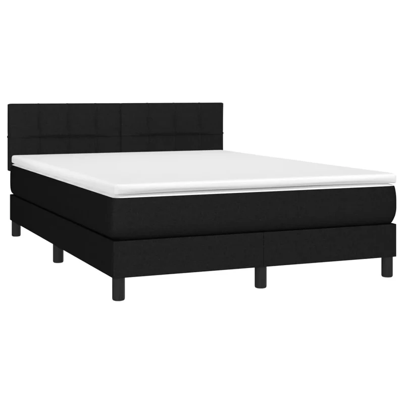 Cadre de lit LED avec sommier tête de lit matelas 140x200 cm tissu noir TDL0209224
