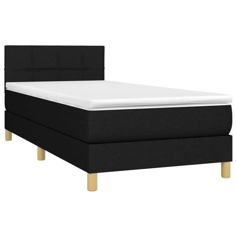 Cadre de lit LED avec sommier tête de lit matelas 90x190 cm tissu noir TDL0209056