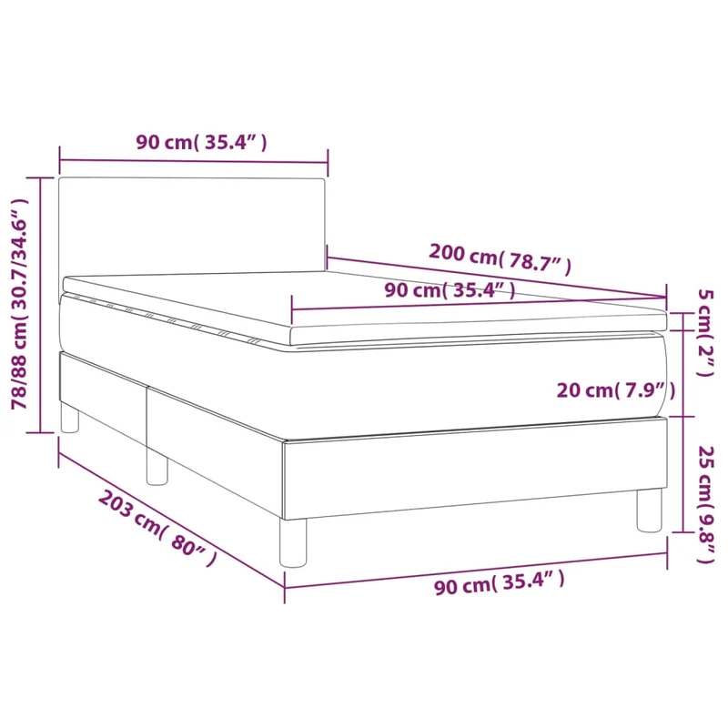 Cadre de lit LED avec sommier tête de lit matelas 90x200 cm tissu noir TDL0209026