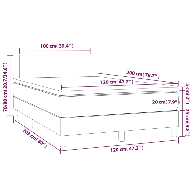 Sommier tapissier avec matelas 120x200 cm synthétique noir TDL0208743