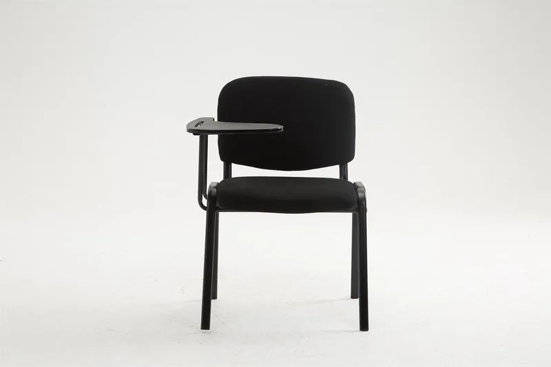 Chaise visiteur avec petite table rabattable pupitre en tissu noir support métal noir BUR10656
