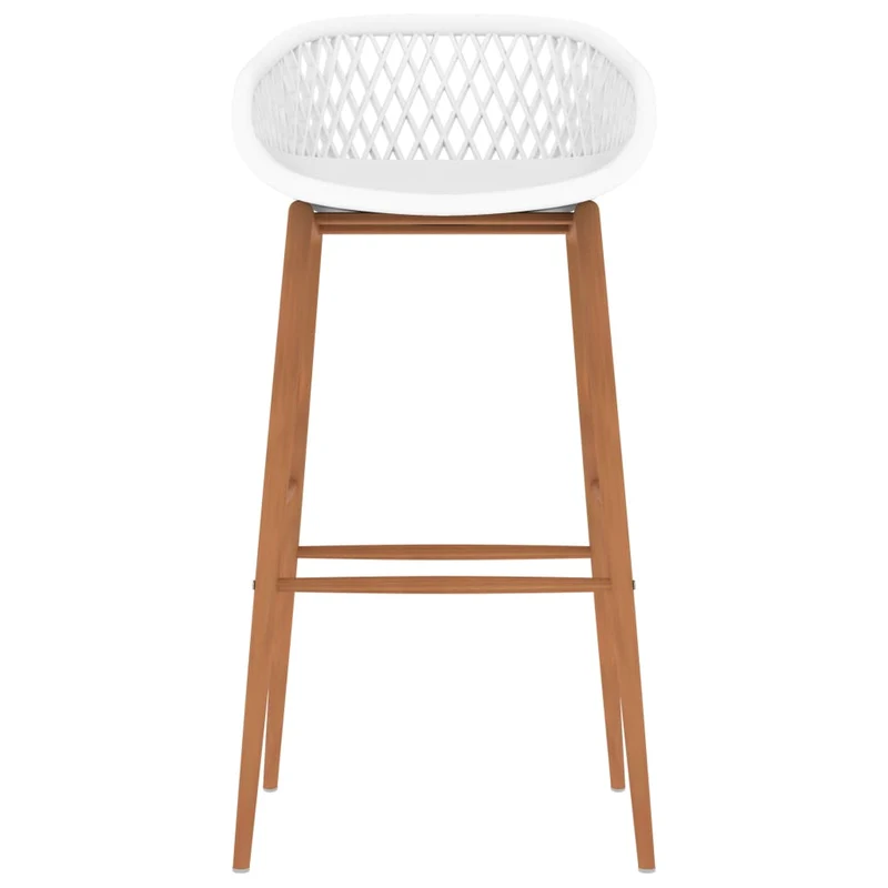 Lot de 4 tabourets de bar chaises hautes aspect de maille en PP blanc et bois DEC029906