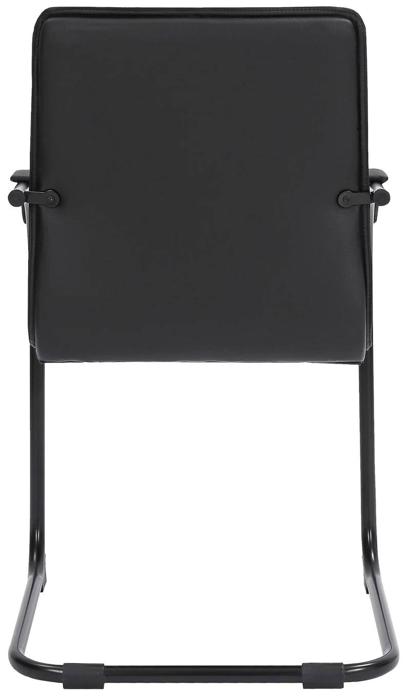 Set de 2 chaises visiteurs accoudoirs en PVC noir piétement luge en métal noir 10_0003123