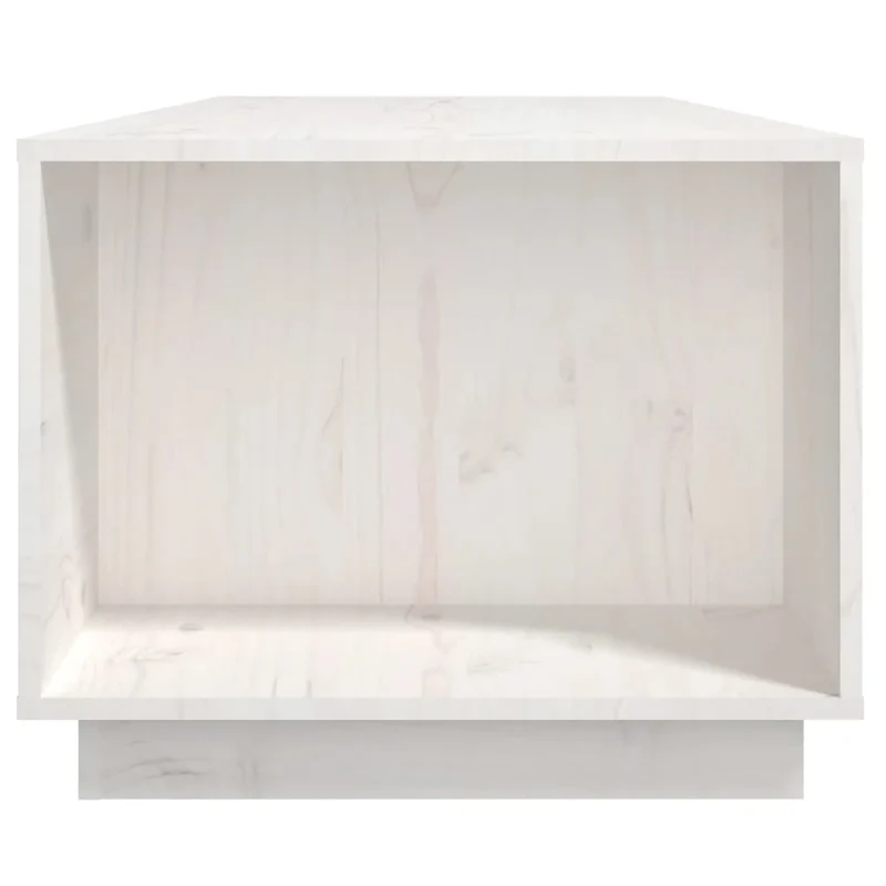 Table basse de salon avec compartiment avec porte design moderne 110 x 50 x 40 cm bois massif de pin blanc DEC037847