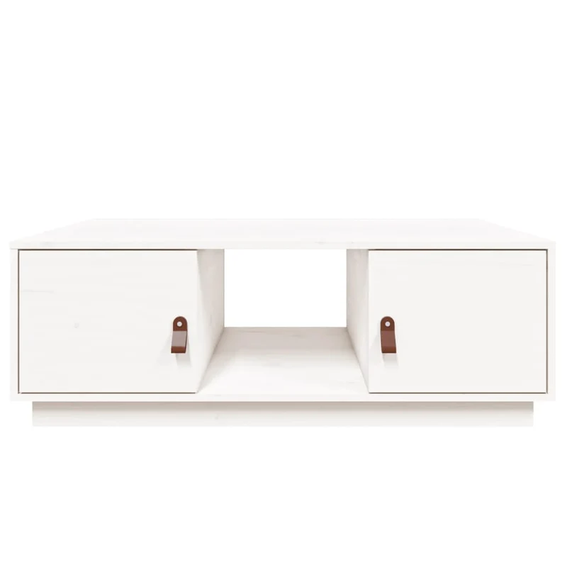 Table basse de salon avec compartiment de rangement design moderne 100 x 50 x 35 cm bois de pin blanc DEC037783