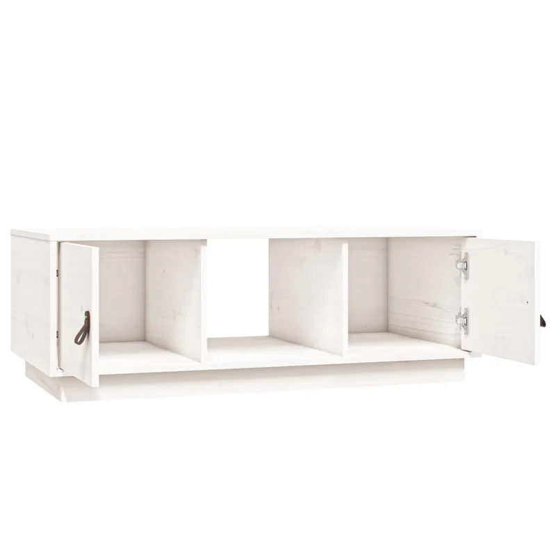 Table basse de salon avec compartiment de rangement design moderne 100 x 50 x 35 cm bois de pin blanc DEC037783