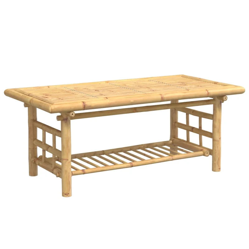 Table basse de salon design exotique 110 x 55 x 45 cm bambou avec une finition naturelle DEC037001