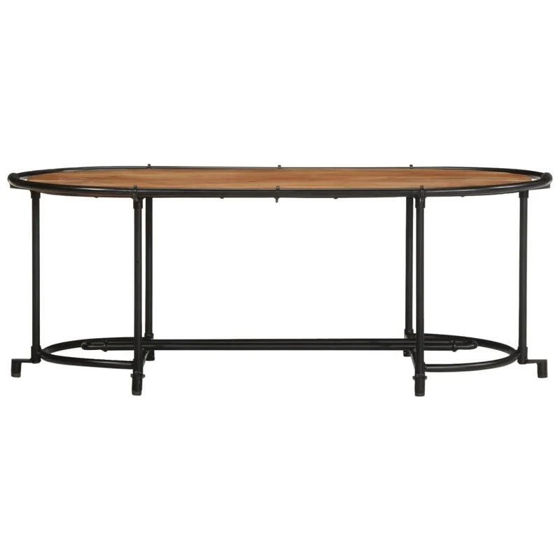 Table basse de salon design industriel 110 x 55 x 40 cm bois massif d'acacia marron et fer DEC036998