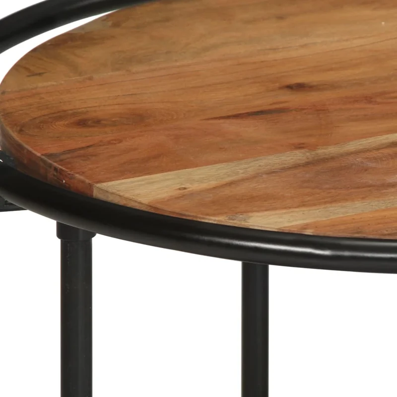 Table basse de salon design industriel 110 x 55 x 40 cm bois massif d'acacia marron et fer DEC036998