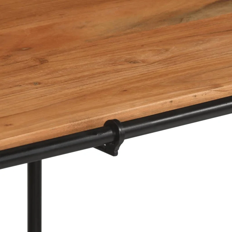 Table basse de salon design industriel 110 x 55 x 40 cm bois massif d'acacia marron et fer DEC036998