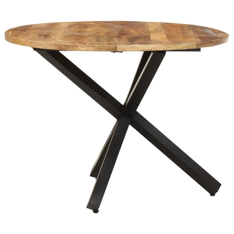 Table de salle à manger forme ronde design industriel 100 x 100 x 75 cm bois de manguier et fer DEC036675