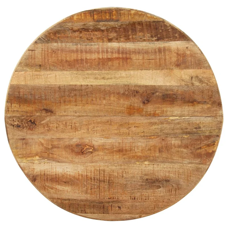 Table de salle à manger forme ronde design industriel 100 x 100 x 75 cm bois de manguier et fer DEC036675