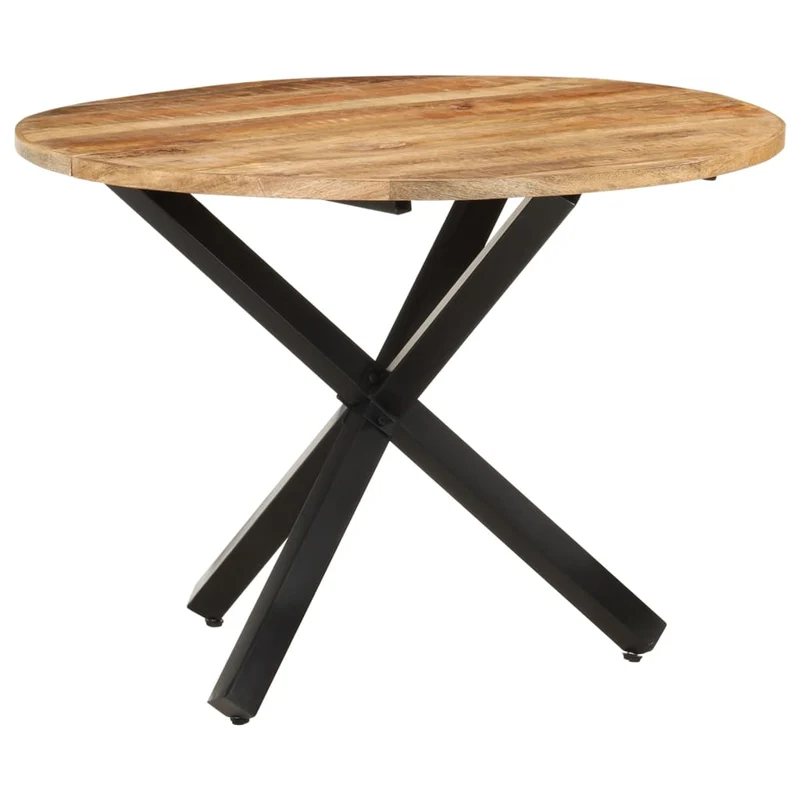 Table de salle à manger forme ronde design industriel 100 x 100 x 75 cm bois de manguier et fer DEC036675