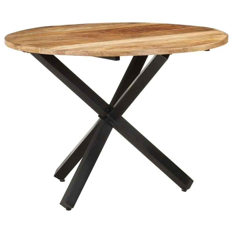 Table de salle à manger forme ronde design industriel 100 x 100 x 75 cm bois de manguier et fer DEC036675