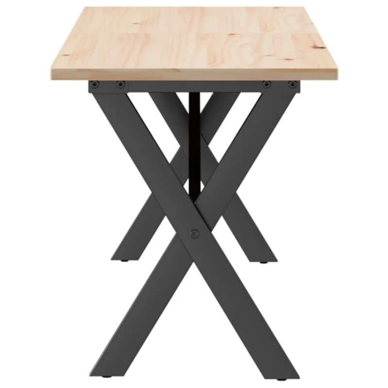 Table basse rectangulaire style industriel cadre en x 160 x 40 x 45 cm bois de pin et acier DEC036259
