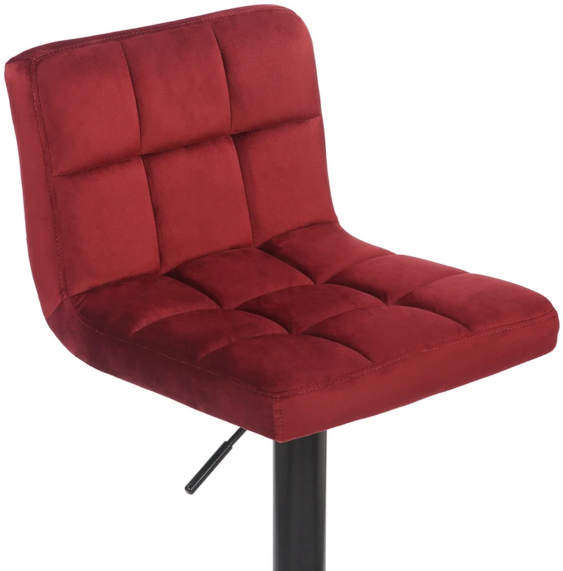 Lot de 2 tabourets de bar en velours rouge coutures décoratives piètement métal noir 10_0004147
